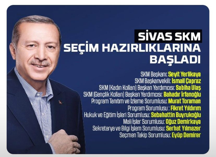 AK Parti’nin Sivas’taki Seçim Koordinasyon Merkezi (SKM) isimleri belirlendi