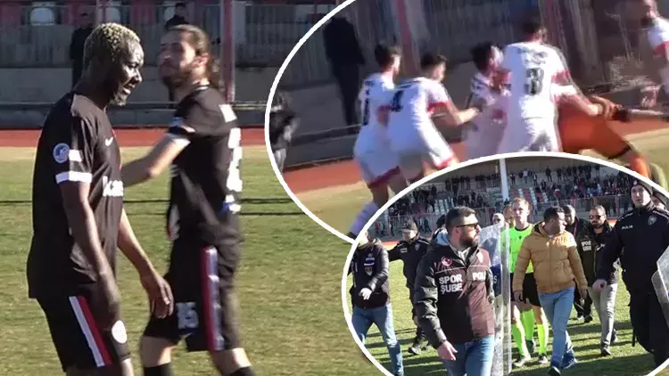 İmranlıspor-Cumhuriyet Üniversitesi Futbol Kulübü maçında kavga…