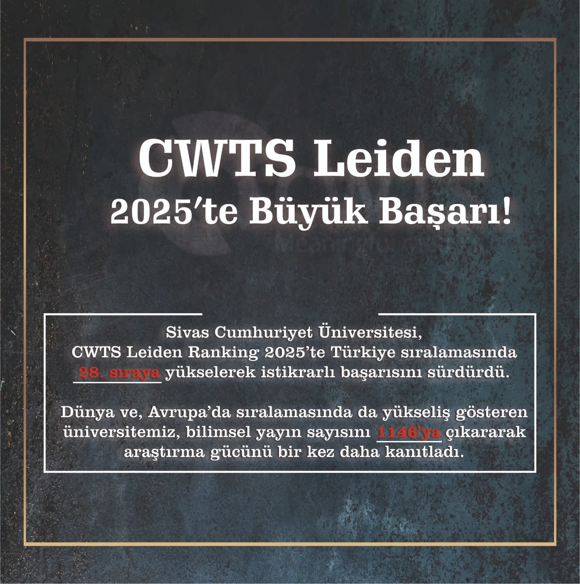 Sivas Cumhuriyet Üniversitesi Dünya sıralamasında yükseldi