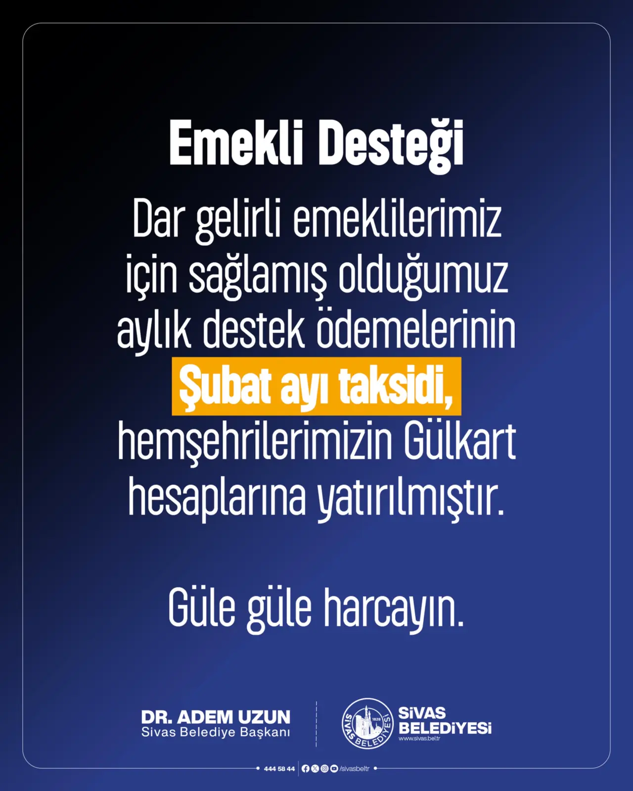 Sivas'taki emeklilerin hesaplarına destek ödemesi yattı...